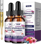 Liposomal Lymphatic Drainage Drops, 26 in 1 Liver Cleanse Detox & Repair with Milk Thistle, Echinacea, Glutathione, Vitamins, Lymph-Liver Cleanse, Gut & Metabolic Health - Mixed Berry Flavor 4 Fl Oz
