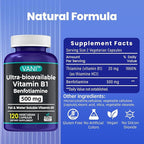 VANI 500MG Benfotiamine with B1, 5X Time Fat & Water Soluble Thiamine B1 Supplement – Third Party Tested, No Gluten (120 Capsules)