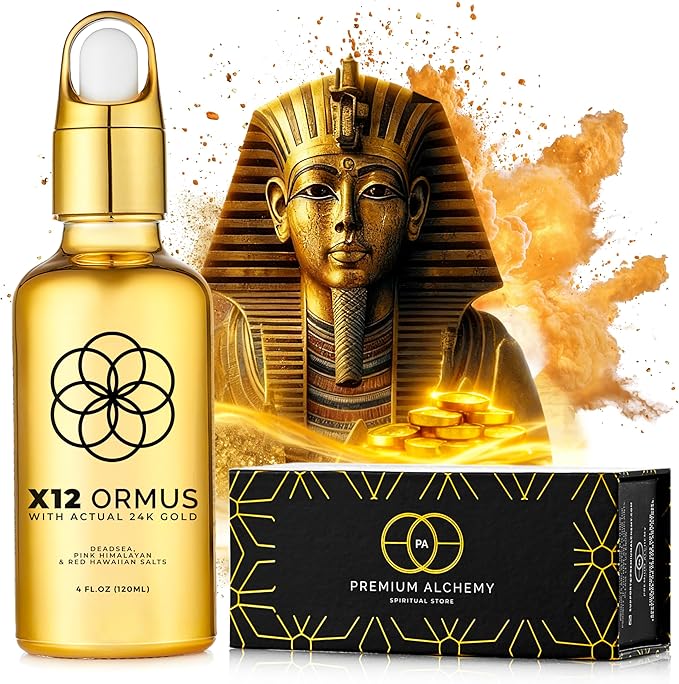 X12 Ormus Monoatomic Gold - Liquid Trace Mineral Blend with 24K Gold – Made by Real Alchemists - Dead Sea & Himalayan Salt - 4 fl oz