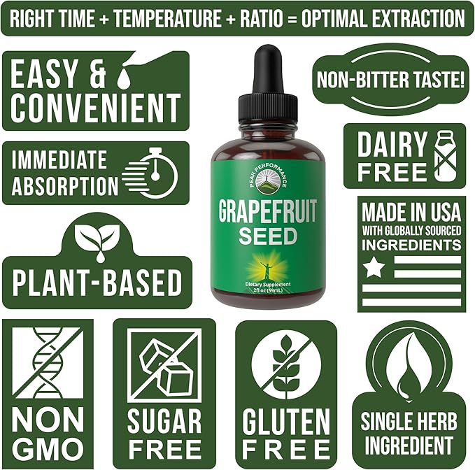 Grapefruit Seed Extract Liquid Drops Supplement. Vegan GSE Grapefruit Seed Extract for Women and Men. Zero Sugar, Non Bitter. for Immune, Digestive Support. Gluten Free Oil. Take Orally