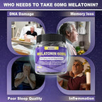 Antioxidant & Brain Support Melatonin 60mg 30mg for 50+ Adults | High Dose Melatonin for Anti-Aging & Immune | Extra Strength Melatonin Gummies with B6, Ashwagandha, Magnesium, MSM - 120 Gummies