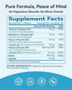 Inner Brightness Vitamin B Complex - Fully Methylated Active B12, B6, Folate - for Energy, Focus, Mood & Nerve Health - Non-GMO Vegan Gluten-Free with B1, B2, B3, B5, B7-90 Capsules for 3 Months