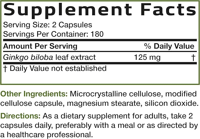 Bronson Ginkgo Biloba Extra Strength Supports Brain Function & Memory Support, 360 Vegetarian Capsules