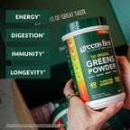 Greens First Original Greens Powder - 49 Superfoods - Organic Fruits & Veggies - Prebiotics, Probiotics & Digestive Enzymes - Antioxidant - Dairy Free/Vegan/Non-GMO (Strawberry Kiwi, 60 Servings)