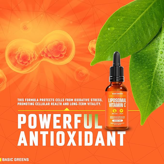 Liposomal Vitamin C Liquid – High Absorption Immune Support & Antioxidant Boost | Advanced Liposomal Delivery, Non-GMO, Vegan-Friendly Vitamin C Supplement, 4 Fl Oz
