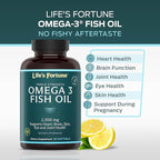 Life's Fortune Fish Oil Omega 3 Concentrate Supplement 2500 mg, 60 Softgels, High Potency, EPA & DHA Fatty Acid - Heart, Brain, Skin, Joints - Non GMO