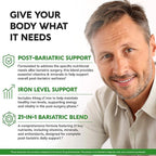 Bariatric Multivitamin - 45 mg Iron Supplements - Made in USA - for Women & Men - All-in-One, 21 Essential Vitamins - Gastric Sleeve Support - Free of Sugar, Gluten & Soy - 180 Capsules, Once Daily