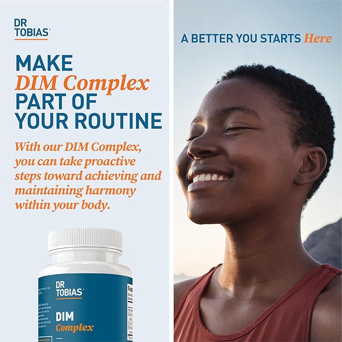 Dr. Tobias DIM Complex | Hormone Balance for Women & Men | DIM Supplement with BioPerine, Broccoli Extract & Calcium D-Glucarate - Estrogen Detox Balance Complex - Non-GMO Vegan (60 Capsules)