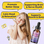 Kids Magnesium Liquid Drops-Magnesium Glycinate Liquid for Kids Supplement-w/L-theanine, Omega-3, Vitamin B6, D3 - for Sleep, Relaxation, Brain, Bones - 4 Fl Oz Children's Calm