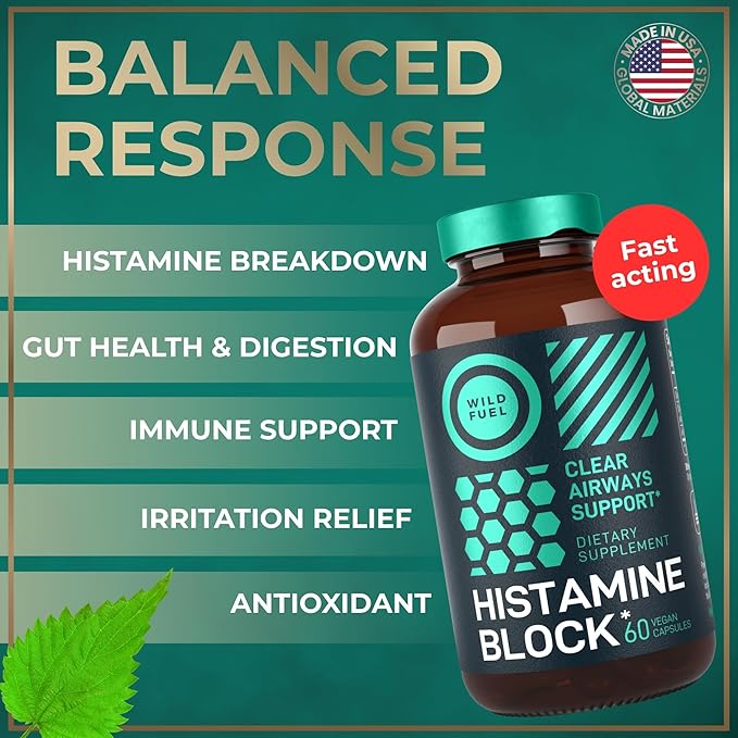Histamine Block 10:1 Flavonoids Supplements - Quercetin, Stinging Nettle, Atermesia Natural Source Flavonoids - Seasonal Allergy Balance, Histamine Blocker - 60 Homeopathic Allergy Relief D-Hist Caps