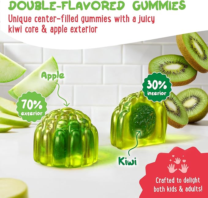 Center-Filled Magnesium Glycinate Gummies 400MG - High Absorption for Kids, Teens & Adults - Supplement for Sleep, Calm & Muscle Relaxation with B6 & D3 - Gluten Free & Vegan Friendly - 120 Count