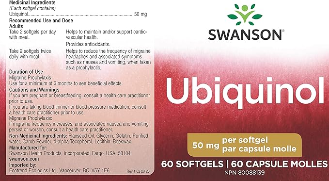 Swanson Ubiquinol 50 Milligrams 60 Sgels
