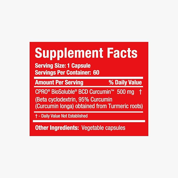 curcuminpro Complete BCD | 30 Day Supply | World's Only BioSoluble Vegan Beta Cyclodextrin & Organic Turmeric Curcumin | Natural Joint & Muscle Support | Vegan | 60 Count