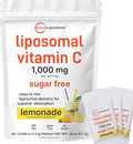 Micro Ingredients 1,000mg Vitamin C Powder for Daily Use | Liposomal Fat-Soluble Form for Better Absorption | Sugar-Free Lemonade Drink Mix | 40 Travel Packets, Fast-Dissolving