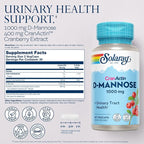 SOLARAY D-Mannose with CranActin Cranberry Supplement 400mg, Urinary Tract Health & Bladder Support Capsules with Vitamin C for Immune Function, Vegan, 60 Day Guarantee, 30 Servings, 60 VegCaps