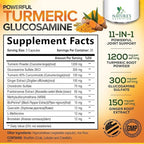 Turmeric Curcumin Supplement - 95% Curcuminoids with Glucosamine, Ginger & MSM, BioPerine Black Pepper Extract for Best Absorption, Natural Vegan Joint Support, Non-GMO, Bottled in USA - 60 Capsules