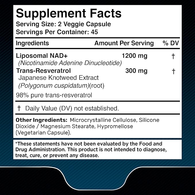 WELLNESS LABSRX Liposomal NAD Supplement, 1500mg - USA Made, NAD Resveratrol Supplement for Women and Men, NAD+ Support Cellular Health, Energy & Anti Aging - 2 Pack
