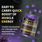Nutravita Creatine Monohydrate Gummies for Men & Women-5g of Creatine Monohydrate per Serving - Sugar Free,Vegan, Grapes Flavor, 120 Count