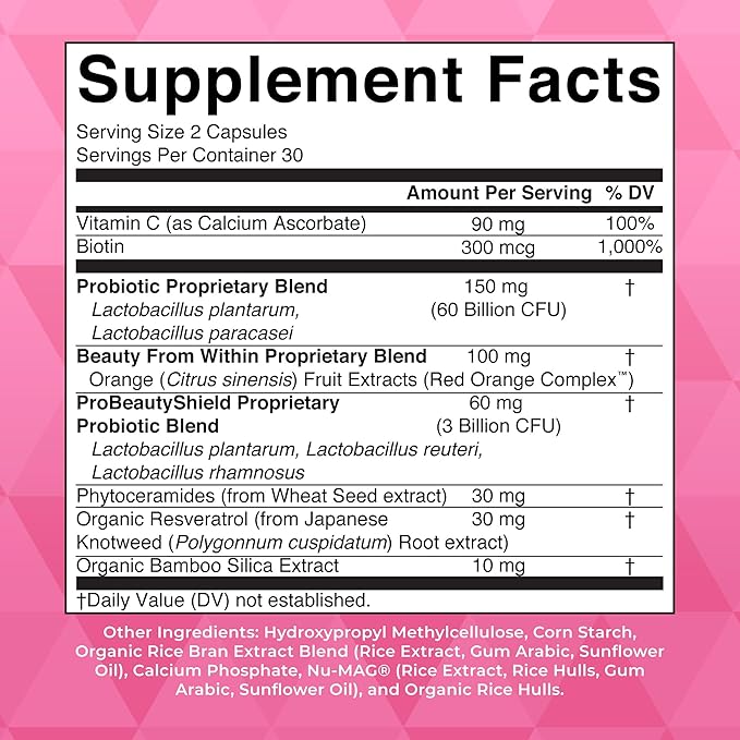 MaryRuth Organics Probiotic Beauty Capsules | Vegan Collagen Support | Anti Aging | Gut Health | Hair Skin and Nails Vitamins | Skin Care | Biotin | Non-GMO Project Verified | 60 Count (Pack of 2)