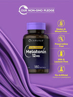 Carlyle Melatonin 12 mg | 180 Softgel Capsules | Adult Extra Strength Support Supplement | Non-GMO, Gluten Free