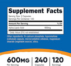 Nutricost Alpha Lipoic Acid 600mg, 240 Vegetarian Capsules - Gluten Free, Soy Free & Non-GMO, 120 Servings (3 Bottles)
