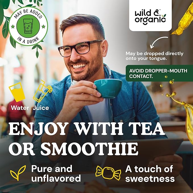 Wild & Organic Saw Palmetto for Men & Women - Urinary & Hair Support - Liquid Saw Palmetto Extract - Add to Tea Drops - Serenoa Repens Supplement - Vegan, Sugar & Alcohol-Free Tincture - 2 fl oz