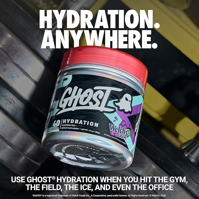GHOST Hydration Tub, Electrolyte Powder, Welch’s Grape - Sugar Free Instant Electrolyte Drink Mix - Caffeine-Free Daily Hydration & Immune Support with Clean Formula - 40 Servings