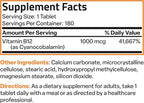 Bronson Vitamin B12 1000 mcg Sustained Release Premium Non GMO Tablets Supports Nervous System, Healthy Brain Function and Energy Production, 180 Tablets