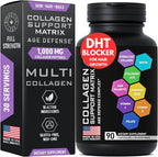 Age Defense Beauty Collagen Matrix - 2,000mg Multi Collagen Biotin Keratin Hyaluronic Acid Saw Palmetto Vitamin C Supplement Complex - DHT Blocker for Men & Women for Hair Growth - 90 Gluten-Free Caps