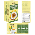 LeafLea 120 Dandelion Root and Leaf Tea Bags, Premium Dandelion Herbal Tea, Natural Dandelion Root Tea Blend with Leaves, Caffeine-Free, Te de Diente de Leon, Pack of 3