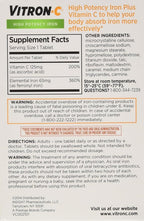 VITRON-C High Potency Iron Plus Vitamin C Tablets - 60 Ea - 3 pack