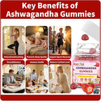 Ashwagandha Gummies for Stress Relief & Clam with Magnesium + Vitamin D – 90 Count Sugar-Free, Vegan Ashwa Supplements
