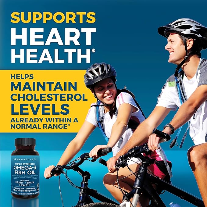 Viva Naturals Omega-3 Fish Oil, Triple Strength, 2500 mg, 60 Softgels – Re-Esterified Omega 3 Fatty Acids Including EPA, DHA, DPA - Pascatarian-Friendly