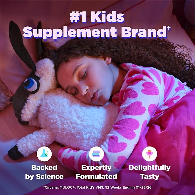 OLLY Kids Melatonin Free Sleep Gummy Supplement, Supports Sleep Quality,* Magnesium, L-Theanine, Lemon Balm, Cloudberry Peach Flavored, 25 Day Supply - 50 Count