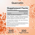 Jarrow Formulas Quercetin 500mg Capsules - 200 Veggie Caps - Supports Antioxidant Status, Cardiovascular Health & Immune Health - 200 Servings