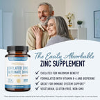 Chelated Zinc Supplements | Zinc Glycinate 30mg | Highly-Absorbable TRAACS Chelated Bisglycinate, Vitamin B6 and BioPerine | Immune Support, Acne & Energy | Non-GMO, Gluten-Free | 120 Capsules