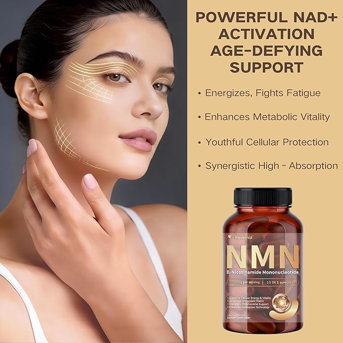 NMN Supplement 1000mg | 10-in-1 with Resveratrol, Quercetin, CoQ10 & Glutathione | Cellular Energy & Antioxidant Complex | Enhanced Bioavailability Formula with TMG & Black Pepper | 120 Capsules