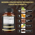 5in1 Premium Ashwagandha Capsules - Added Turmeric, Rhodiola Rosea, Ginger, Black Pepper - 180 Caps for 6 Months
