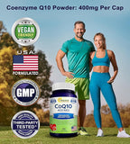 aSquared Nutrition CoQ10 (400mg Max Strength, 100 Veggie Capsules) - High Absorption Coenzyme Q10 Powder - Ubiquinone Supplement Pills, Extra Antioxidant CO Q-10 Enzyme Vitamin Tablets, Coq 10 400 mg