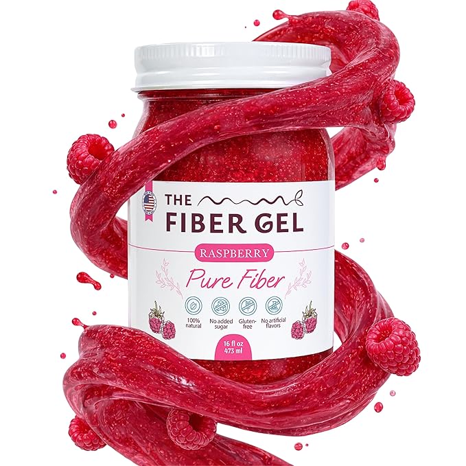 The Fiber Gel High Dietary Fiber Prebiotic Gel Formula — 100% Natural & Clean Label — Plant-Based Psyllium Husk & Inulin Complex — Keto Friendly, Vegan, No Added Sugar — Raspberry, 16 oz