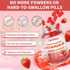 Vitamin B1 Gummies 500mg with Benfotiamine – Thiamine Supplement for Women & Men Supports Healthy Energy Metabolism & Immune, Sugar-Free | Vegan | Non-GMO, Natural Strawberry Flavor, 60 Count