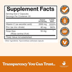 American Standard Supplements Vitamin C 2000mg, Zinc 40mg, and Rose HIPS 50mg Per Serving – Vegan, Gluten Free, Non-GMO (60 Count)