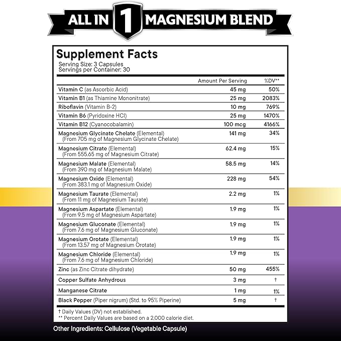 NEW AGE Magnesium Supplement -Powerful Glycinate Citrate Malate Oxide Taurate Aspartate Gluconate Orotate & Mag Chloride Manganese, Joint Support- 180 Count