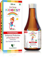 HealthBest Liquid Iron Syrup for Kids – Triple Action with Folic Acid and Zinc – Boosts Hemoglobin, Appetite, and Immunity – No Metallic Taste – 200ml Liquid Supplement, Safe & Effective