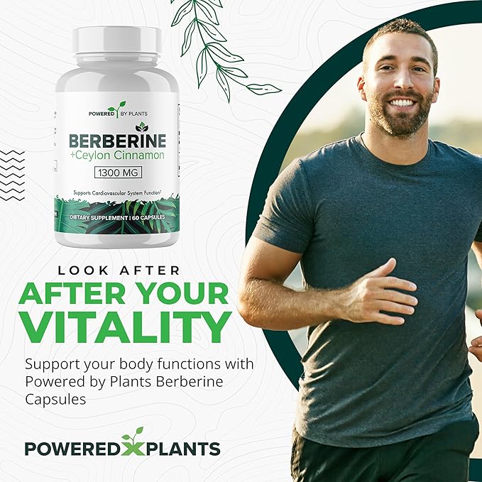 Pure Berberine Supplement - 1300mg Berberine with Ceylon Cinnamon for Metabolism & Immune System Support - 2 Pack, 120 Servings