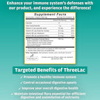 Global Health Trax ThreeLac Lemon Probiotic Drink Mix for Digestive Health - Advanced Probiotic Powder Formula for Men, Women, and Kids - Immune Support & Gut Balance, Non-GMO - 180 Packets