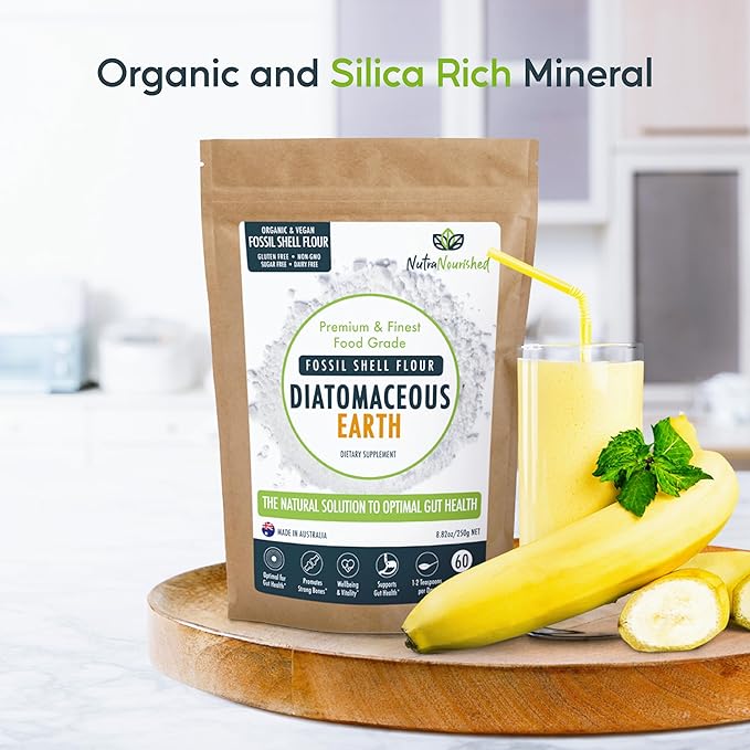 Fossil Shell Flour Powder for Detoxification, Digestive Health, and Natural Wellness - Organic and Silica Rich Mineral Supplement. 250g