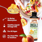 Barlean's Ginger Peach Vegan Omega 3 Supplement, Liquid Algae Oil with 630 mg EPA & DHA, Plant Based Omegas from Algal Oil, Non-GMO & Gluten Free, 16 oz
