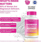 Pink Stork Magnesium Glycinate with Vitamin D - Magnesium Supplement for Women to Support Natural Calm, Mood, and Sleep - Hormone Balance for Women - 60 Capsules, 1 Month Supply