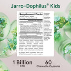 Jarrow Formulas® Jarro-Dophilus® Kids Probiotics and Prebiotics, 1 Billion CFU, Supplement for Intestinal and Immune Health Support, 60 Sugar-Free Raspberry-Flavored Chewable Tablets, 30 Day Supply